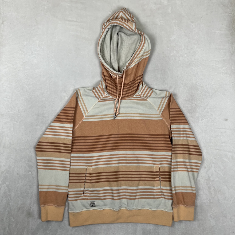 Kimes Ranch Hoodie Womens Large Beige Striped Fleece Pullover Sweatshirt Western
